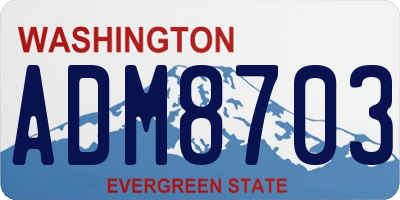 WA license plate ADM8703