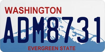 WA license plate ADM8731