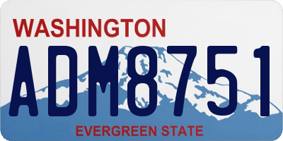 WA license plate ADM8751