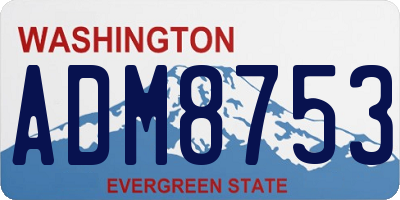 WA license plate ADM8753