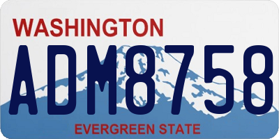 WA license plate ADM8758