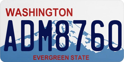 WA license plate ADM8760
