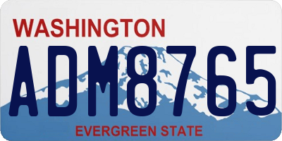 WA license plate ADM8765
