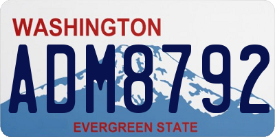 WA license plate ADM8792