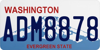 WA license plate ADM8878