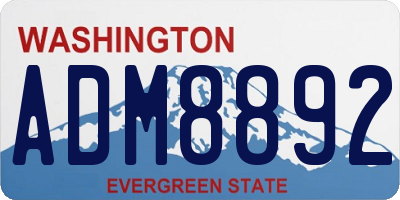 WA license plate ADM8892