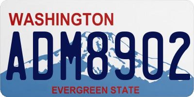 WA license plate ADM8902