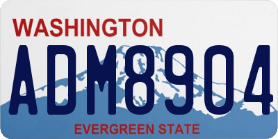 WA license plate ADM8904
