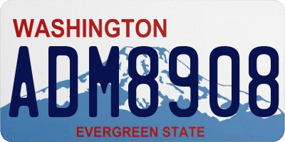 WA license plate ADM8908