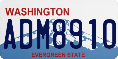 WA license plate ADM8910