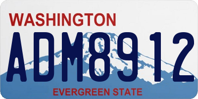 WA license plate ADM8912