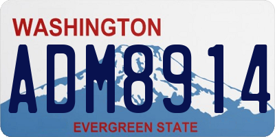 WA license plate ADM8914