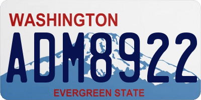 WA license plate ADM8922