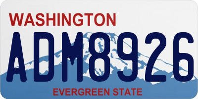 WA license plate ADM8926