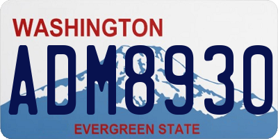 WA license plate ADM8930