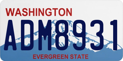 WA license plate ADM8931