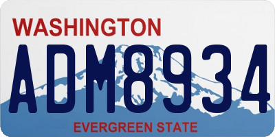 WA license plate ADM8934