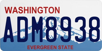 WA license plate ADM8938