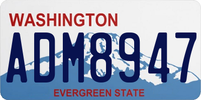 WA license plate ADM8947