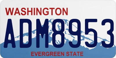WA license plate ADM8953