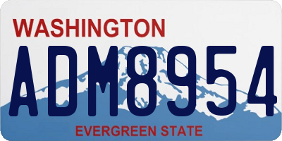 WA license plate ADM8954