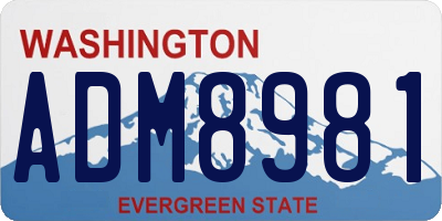 WA license plate ADM8981