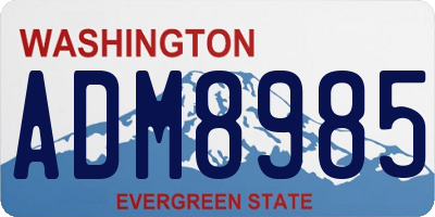 WA license plate ADM8985