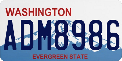 WA license plate ADM8986