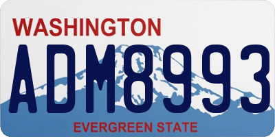 WA license plate ADM8993