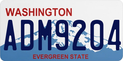 WA license plate ADM9204