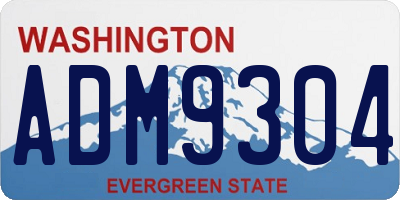 WA license plate ADM9304