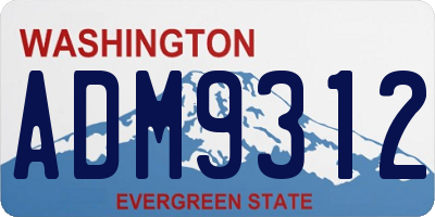 WA license plate ADM9312