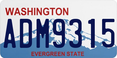 WA license plate ADM9315