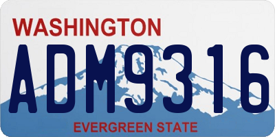 WA license plate ADM9316