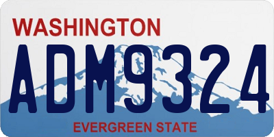 WA license plate ADM9324