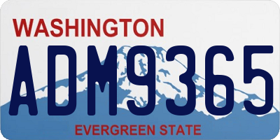 WA license plate ADM9365