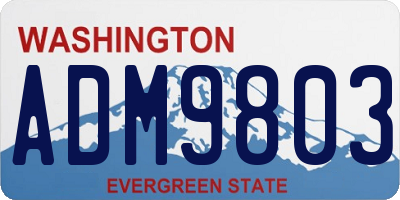 WA license plate ADM9803