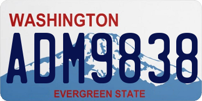 WA license plate ADM9838