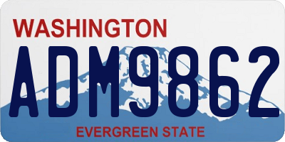 WA license plate ADM9862