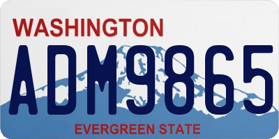 WA license plate ADM9865