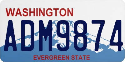 WA license plate ADM9874