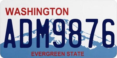 WA license plate ADM9876