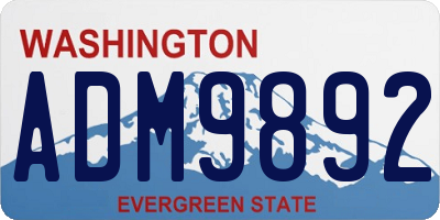 WA license plate ADM9892