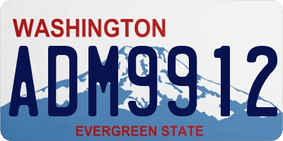 WA license plate ADM9912