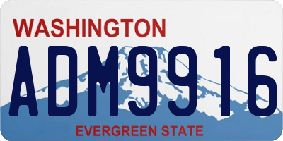 WA license plate ADM9916