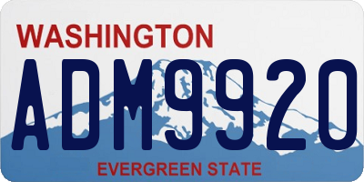 WA license plate ADM9920
