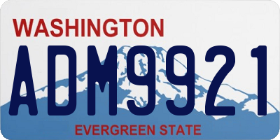 WA license plate ADM9921