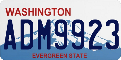 WA license plate ADM9923