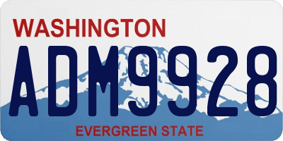 WA license plate ADM9928