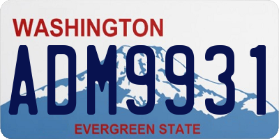WA license plate ADM9931